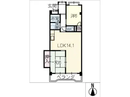 レジデンス山腰(2LDK/3階)の間取り写真