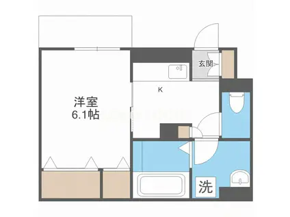 グリーンサイド野田(1K/1階)の間取り写真