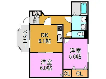 リメーンI(2DK/1階)の間取り写真