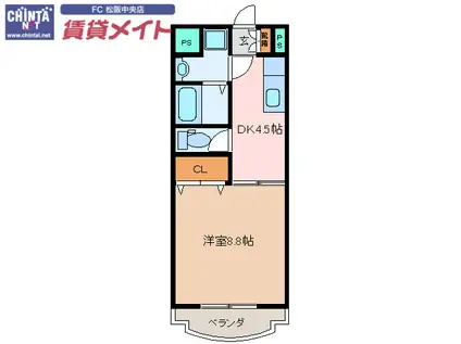 サニーホームズ末広(1DK/1階)の間取り写真