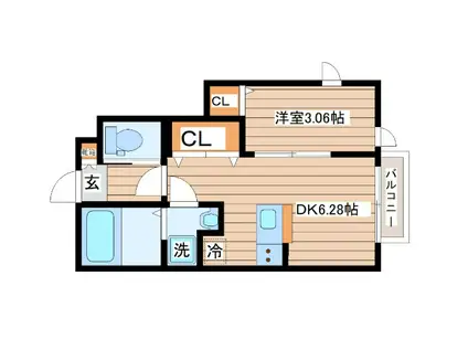 ラチッタ郡山(1DK/1階)の間取り写真