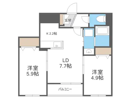 インフィニティN22E1(2LDK/4階)の間取り写真