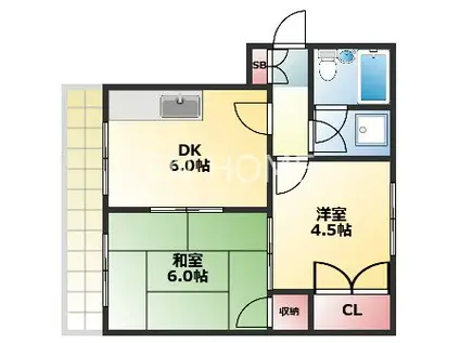 パウゼ上本町(2DK/2階)の間取り写真