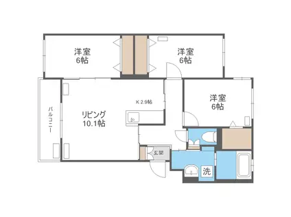 グランメール石山通(3LDK/2階)の間取り写真