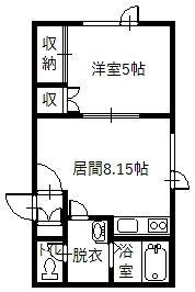 アドリアーナ(1DK/2階)の間取り写真