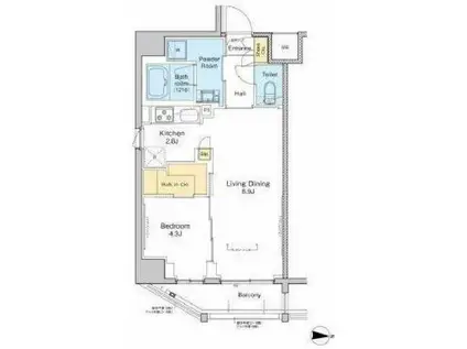 プラウドフラット錦糸町II(1LDK/7階)の間取り写真