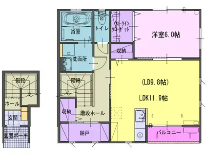 ヴェルジェ畑中(1LDK/1階)の間取り写真
