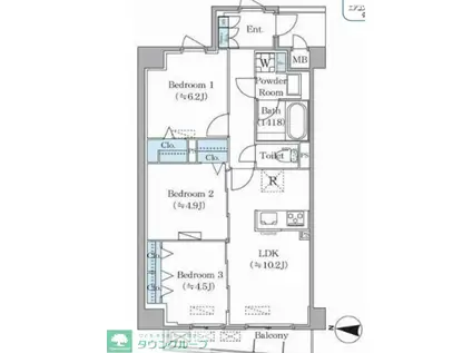 DAIWA GRACE MAISON 亀有(3LDK/3階)の間取り写真