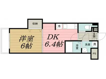 シエルブルー千葉中央(1DK/2階)の間取り写真