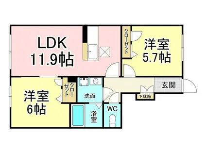 ルーチェ(2LDK/1階)の間取り写真
