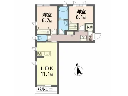 シャーメゾン心和(2LDK/2階)の間取り写真