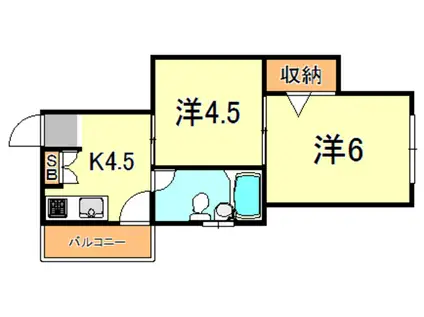 シャトー御影(2K/5階)の間取り写真