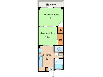 レオパレスレーヴI(1K/2階)の間取り写真