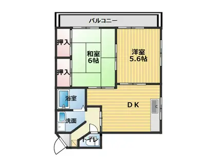 シエル豊中 II(2DK/2階)の間取り写真