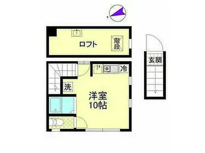 ヴィラアペルト(ワンルーム/2階)の間取り写真