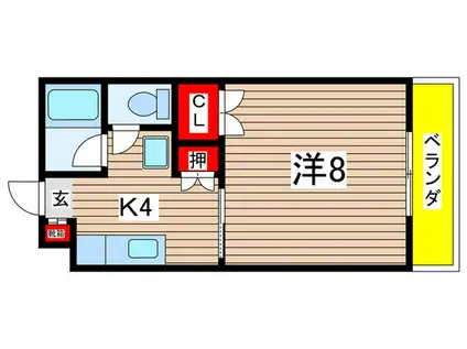 ブランシェ山田(1K/1階)の間取り写真