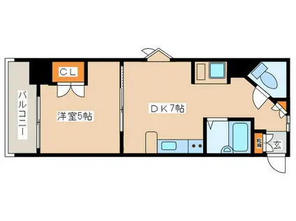 MILLE FIORE 学園前(1DK/6階)の間取り写真