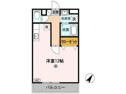 アバンウェル今井町II番館(ワンルーム/2階)の間取り写真