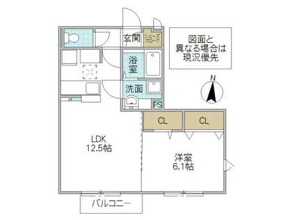 グランマーレMITO I(1LDK/1階)の間取り写真