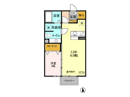 ノーベルパーク 15・16・17 15-210(1LDK/2階)の間取り写真