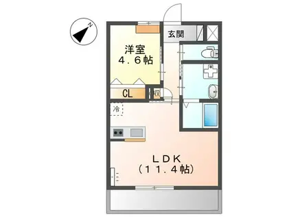 ファーストスター(1LDK/2階)の間取り写真