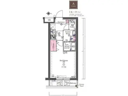 MAXIV BASIC四ツ木DUE(1K/3階)の間取り写真
