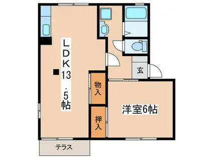 フレグランス大津(1LDK/1階)の間取り写真