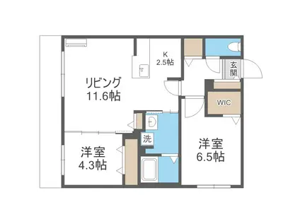 ANGELIC VILLAGE北23条 エンジェリック ヴィレッジ北(2LDK/3階)の間取り写真