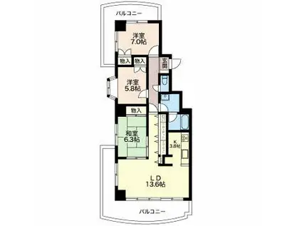 グランドメゾン長野(3LDK/4階)の間取り写真