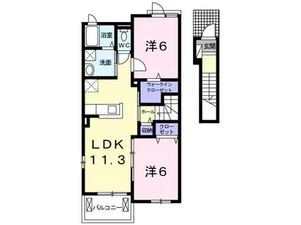 クローバーB(2LDK/2階)の間取り写真