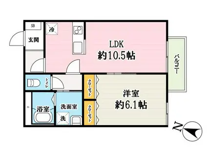 MAISON CALMA(1LDK/1階)の間取り写真