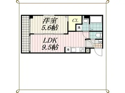 SOL LAGO(1LDK/2階)の間取り写真