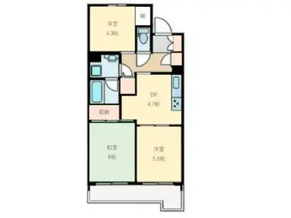 ライオンズマンション浦和大門(3DK/3階)の間取り写真