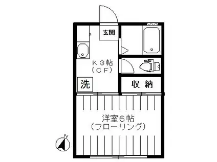 パークハイツ小島(1K/1階)の間取り写真