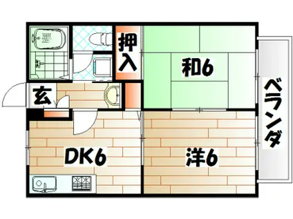 IT丸町(2DK/2階)の間取り写真