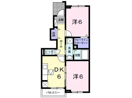 レジデンスヒヨリB(2DK/1階)の間取り写真