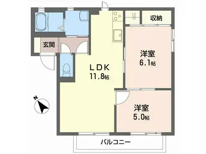 シャーメゾン和久屋(2LDK/1階)の間取り写真