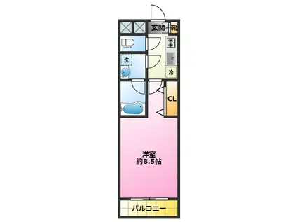 アルコバレーノ武蔵小杉II(1K/5階)の間取り写真