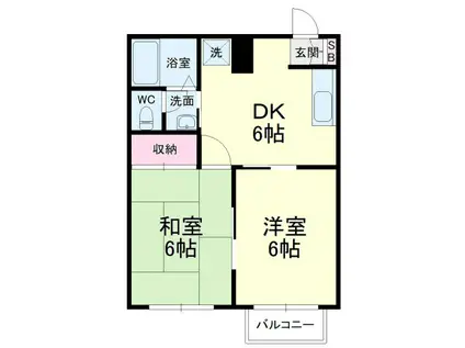 アクアマリン(2DK/1階)の間取り写真