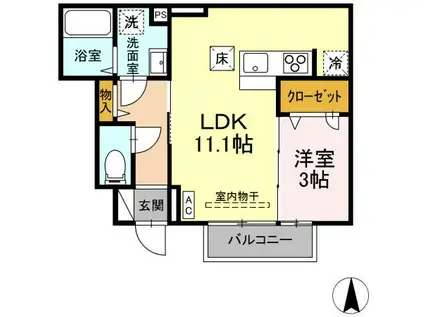 ラブリエSUN I(1LDK/1階)の間取り写真