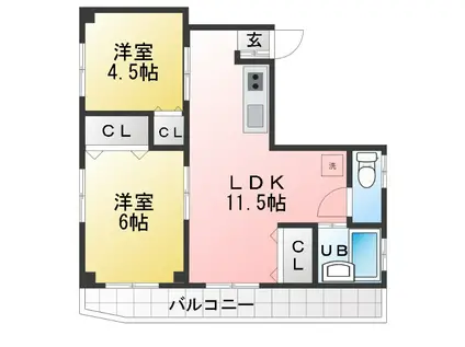 第2豊栄ビル(2DK/2階)の間取り写真