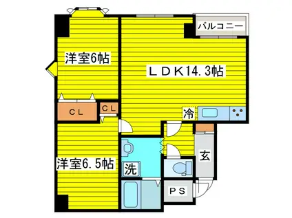 フローラN14(2LDK/2階)の間取り写真