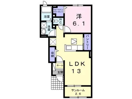 旭市鎌数 2015年築 1LDK(1LDK/1階)の間取り写真