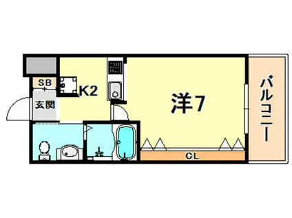 WOB六甲道(1K/7階)の間取り写真
