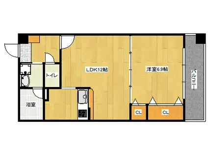 ベリーノ竹屋町(1LDK/7階)の間取り写真