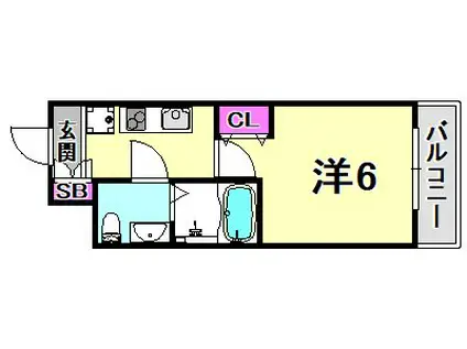 アリビオ立花I(1K/6階)の間取り写真