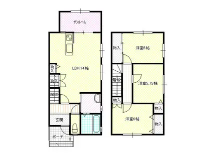 ピサリ福岡(3LDK/1階)の間取り写真