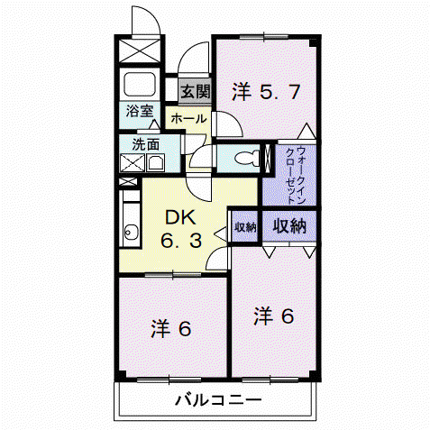 ハイツピュアティ(3DK/3階)の間取り写真