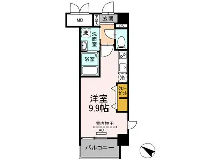 CILIEGIO桜坂(1K/3階)の間取り写真