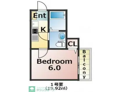 エバーズ鶴ヶ島(1K/2階)の間取り写真